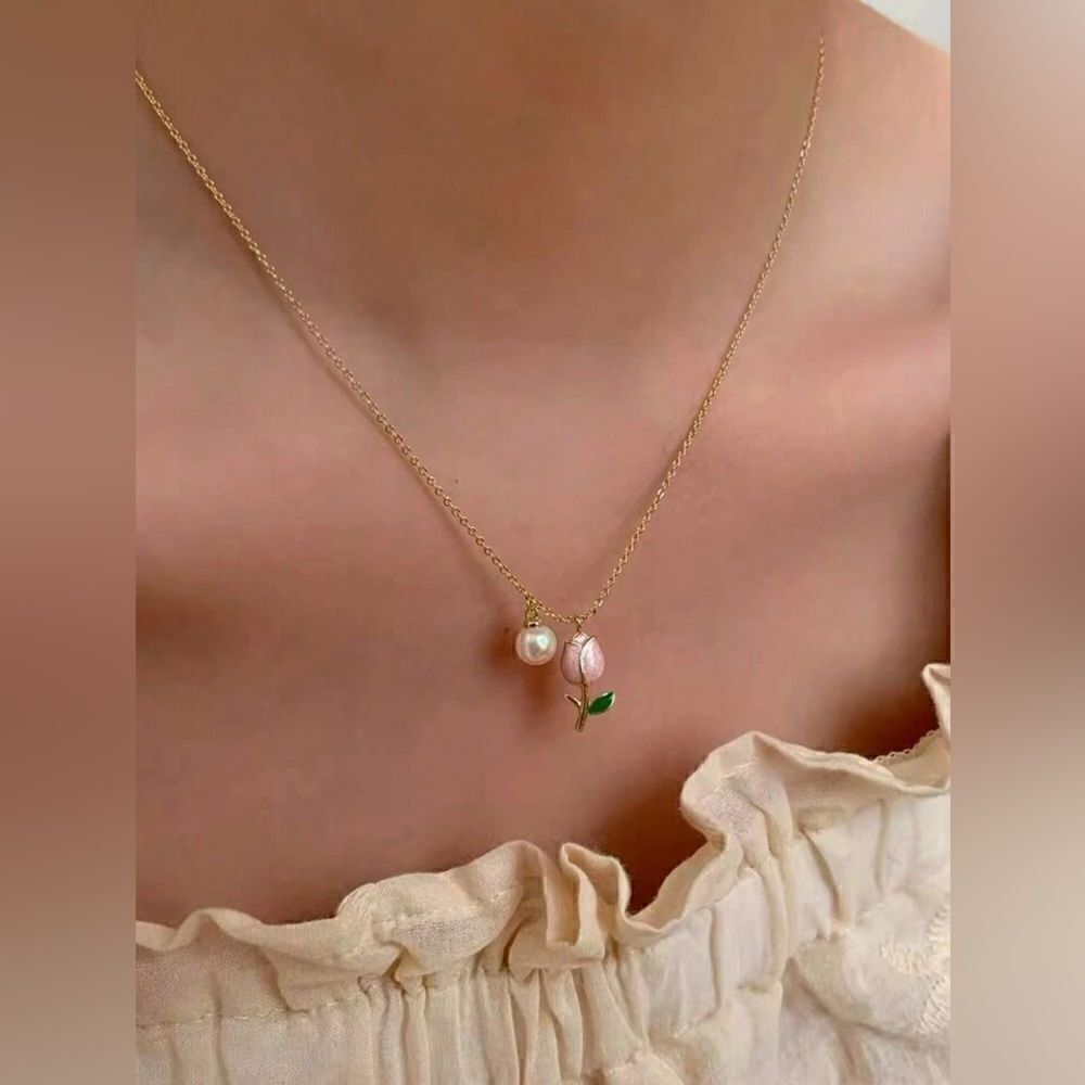 Flower pendant necklace M778